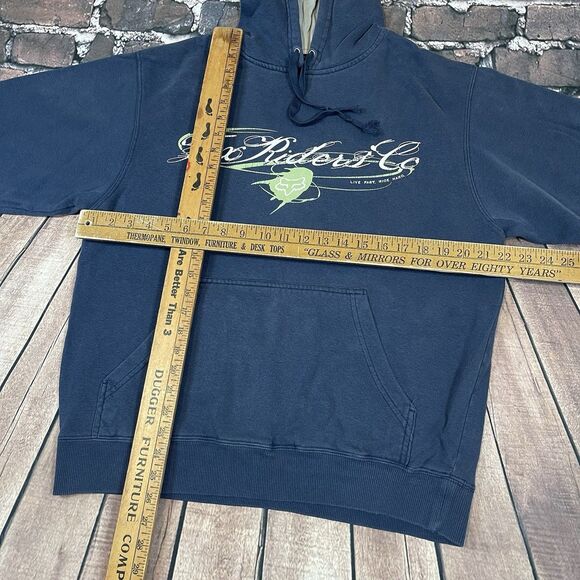 Vintage Fox Racing Riders Co Blue Hoodie Men's Size Medium - Live Fast Ride Hard - Picture 10 of 12